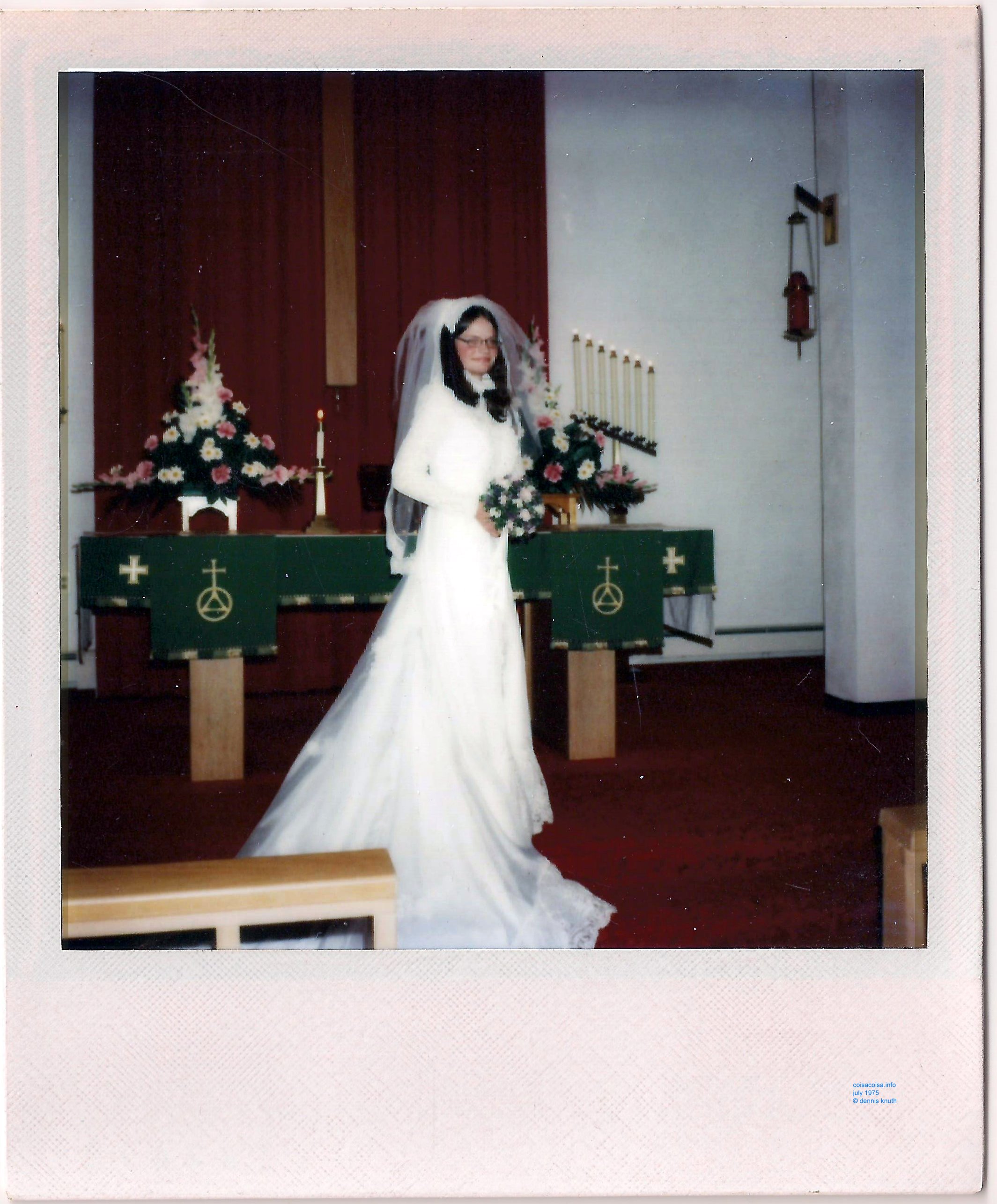 Sherri Donadean Knuth Moore at the altar on her wedding