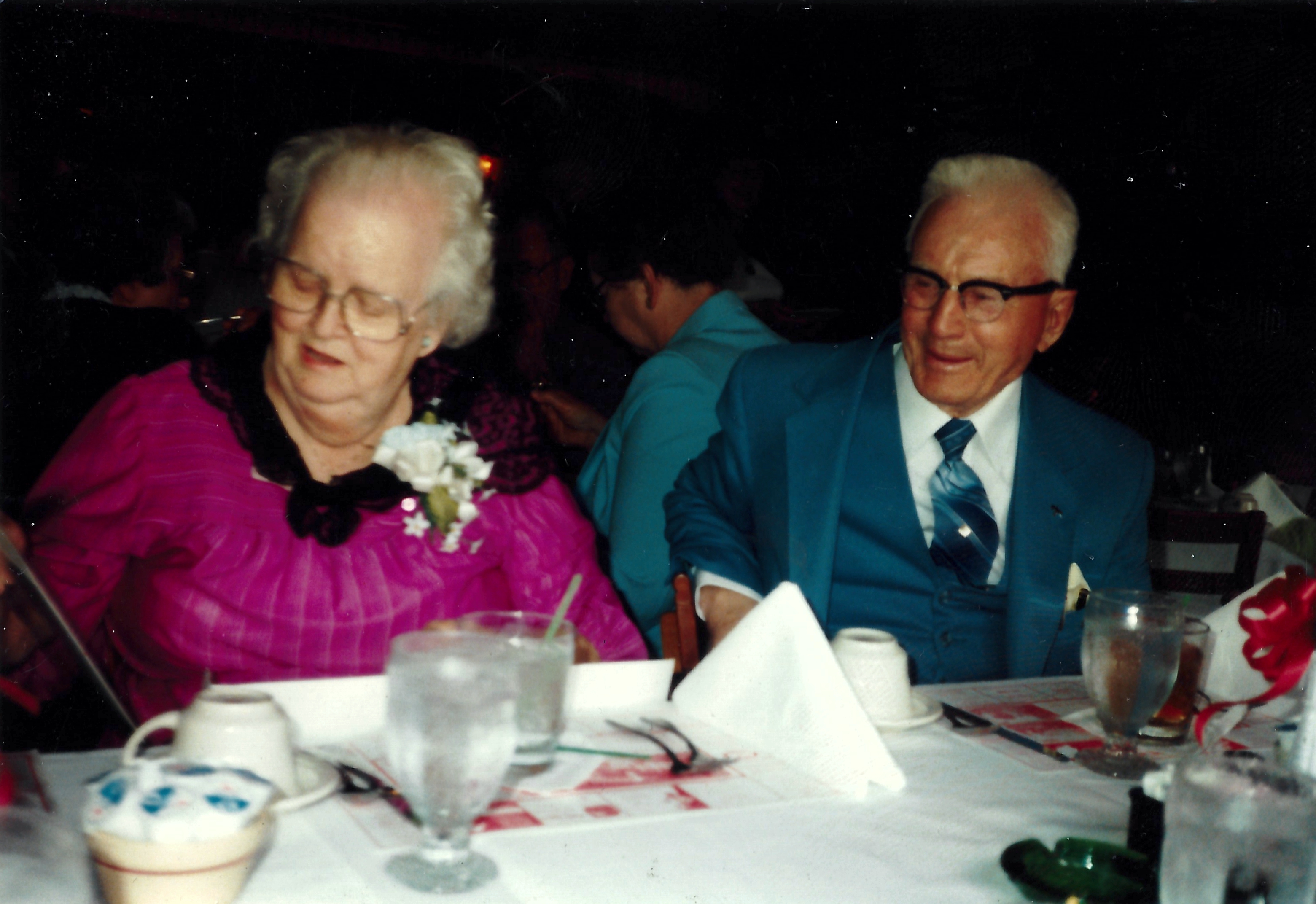 Pa and Ma Hillestad at a formal dinner