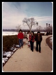 Friends walking on the Potomac