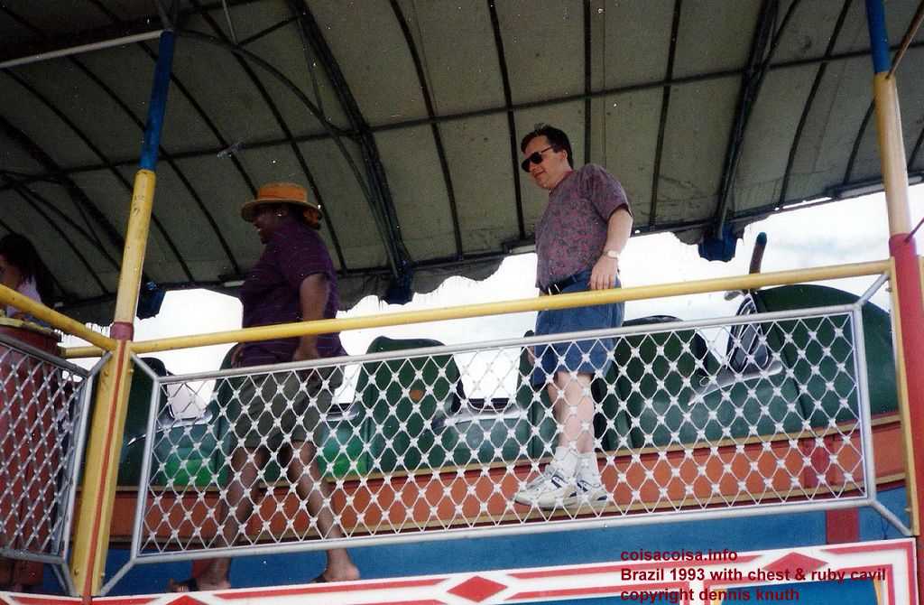 Ruby and Dennis Knut, in his purple paisly, at the amusement park