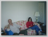Evera Grams Biesecker and husband Don on the sofa
