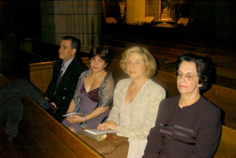 Helton, Heloisa, Donna Salua and Donna Vicentina in the Pews