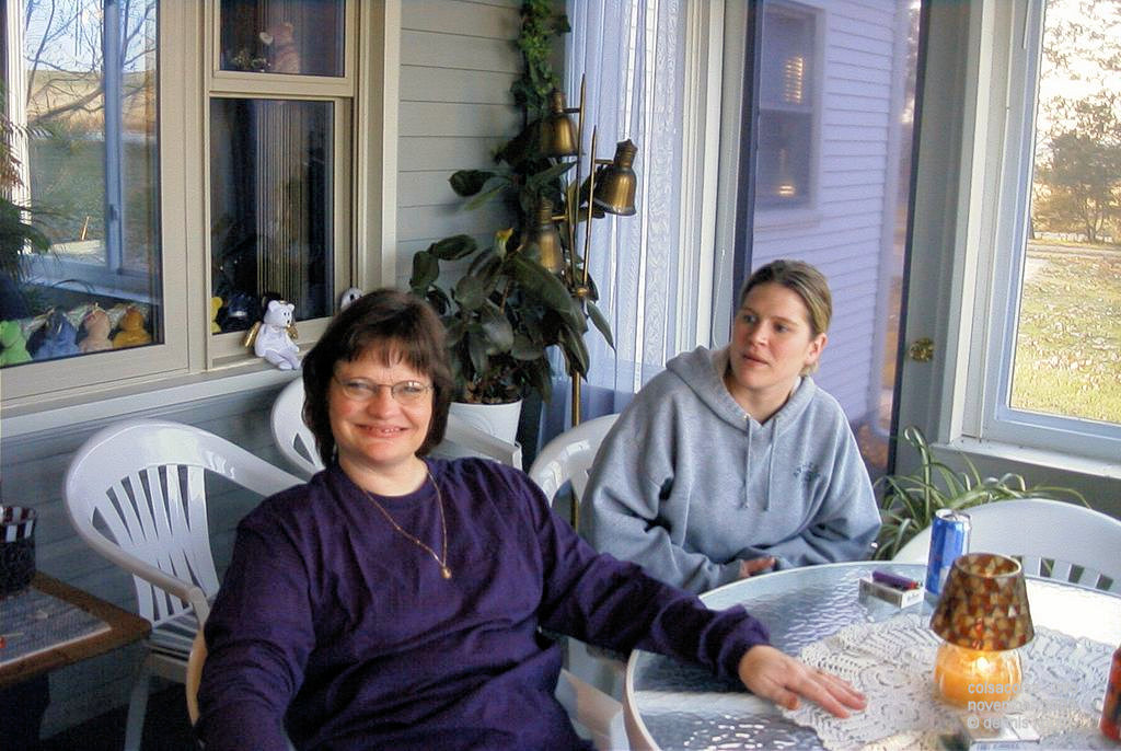 Kelly and Sherri on the sunny porch