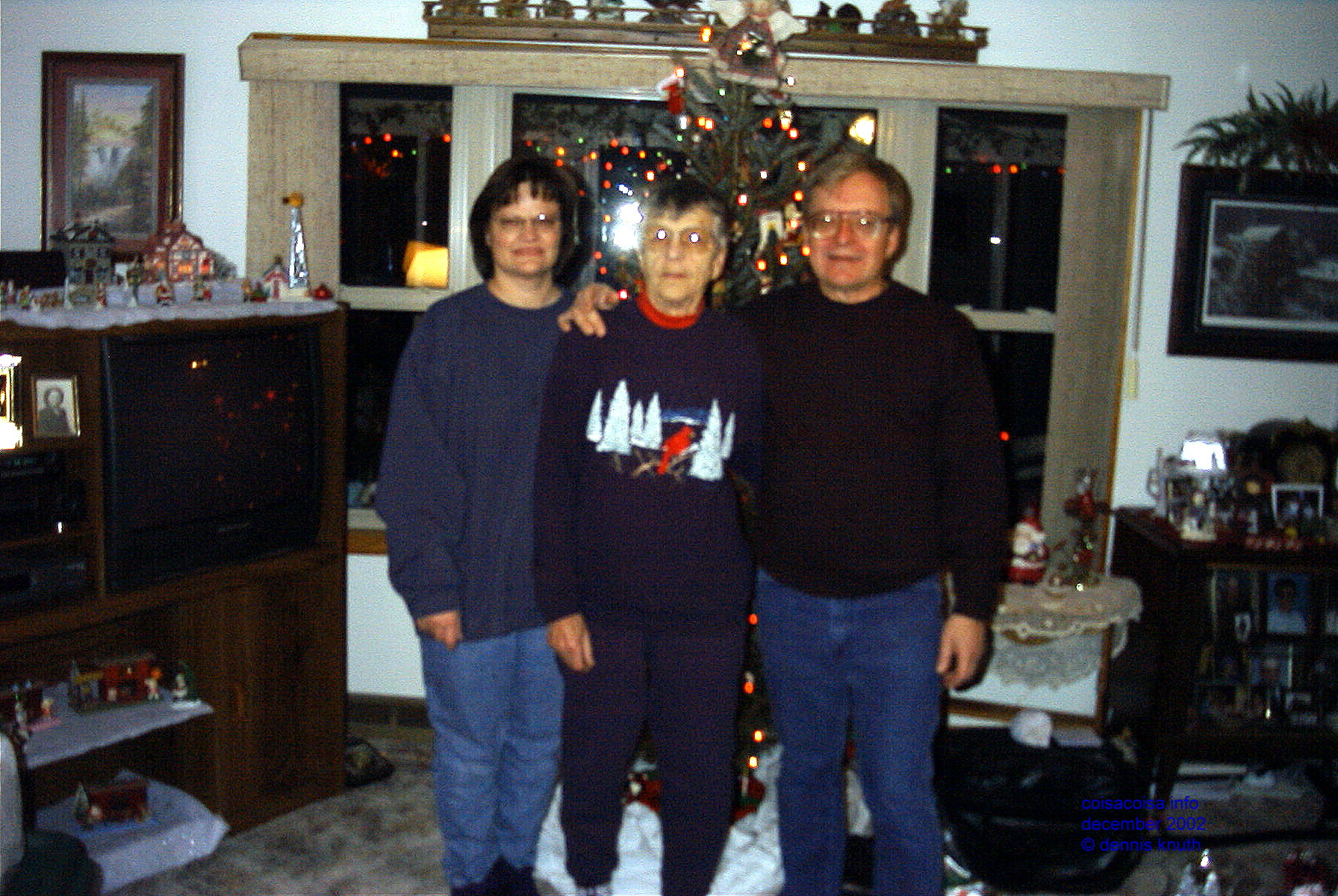 Brother and sister with mom in 2002