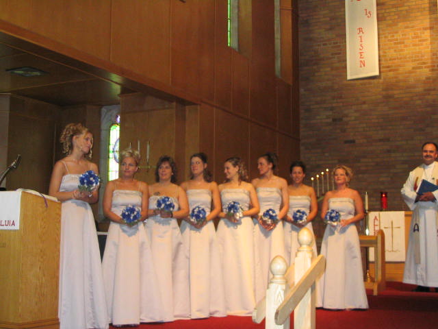 The bridesmaids all in a row