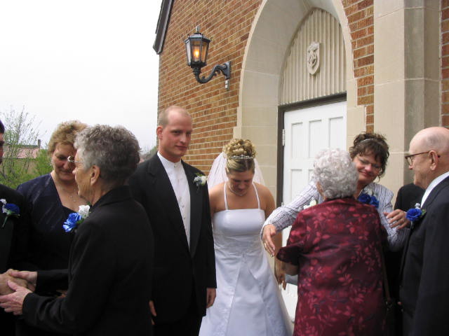 Receiving line outside the church
