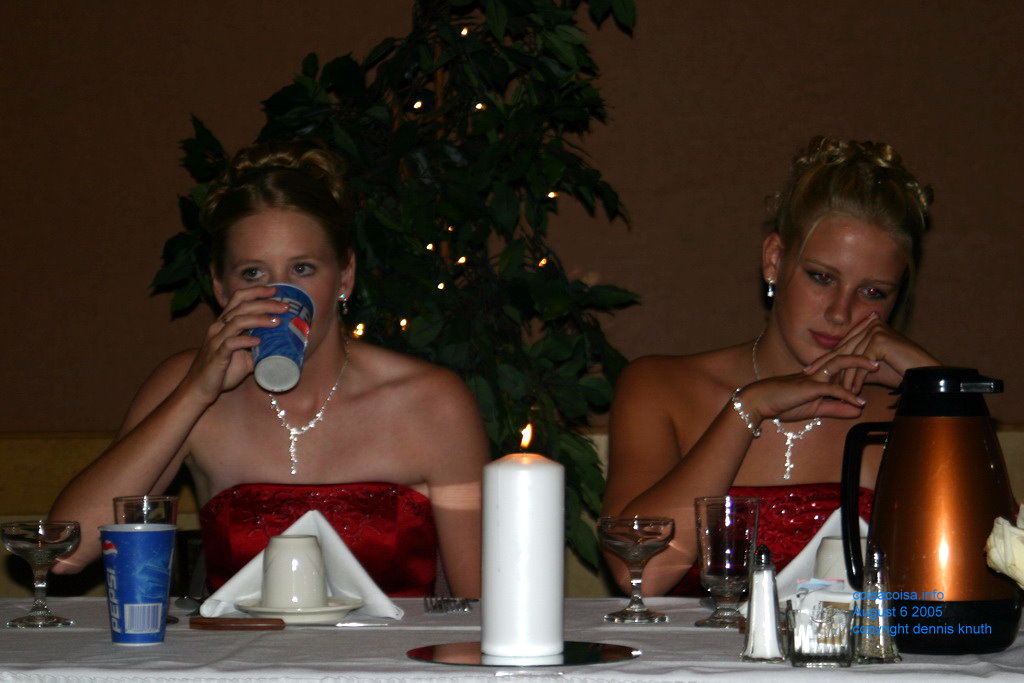 Bridesmaids are pensive at Justin and Julia's wedding