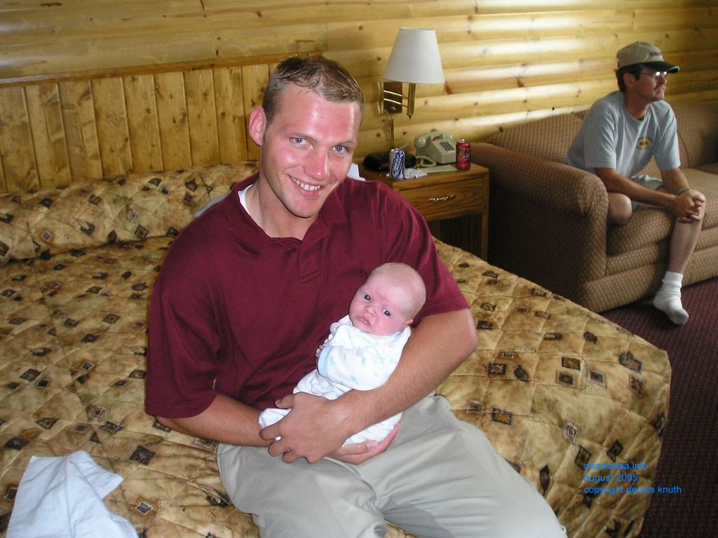 Uncle Justin with three week old Jared