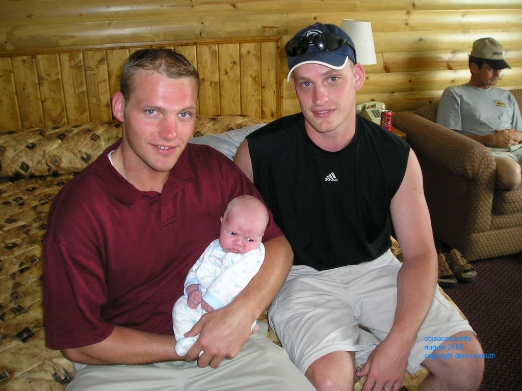 Newborn Jared with Pop Nathan and Uncle Justin