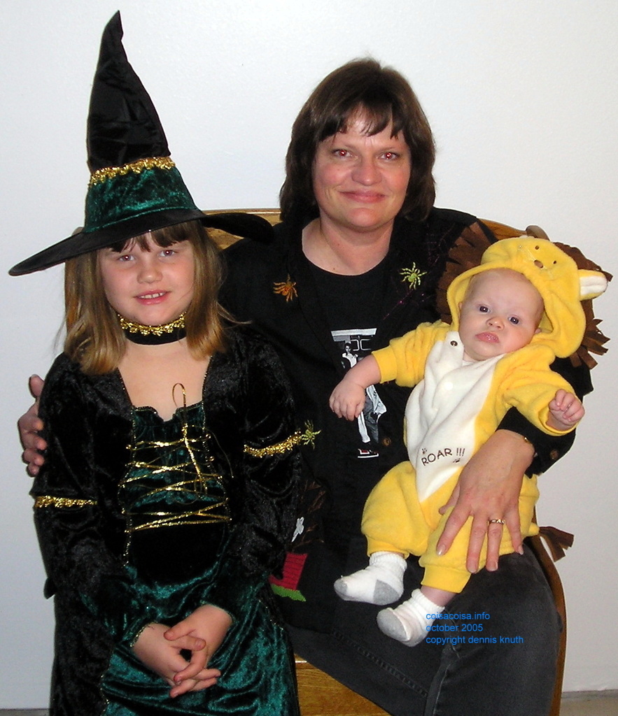Sherri's grandkids, a little witch and a little bear