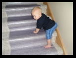 Crawling up the stairs on August 21