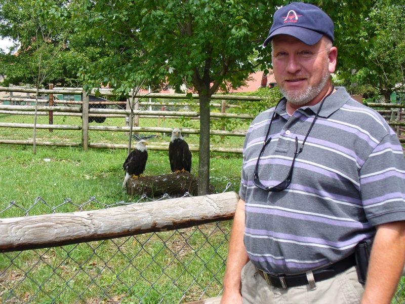 Gary at the St Louis Zoo with bald eagles