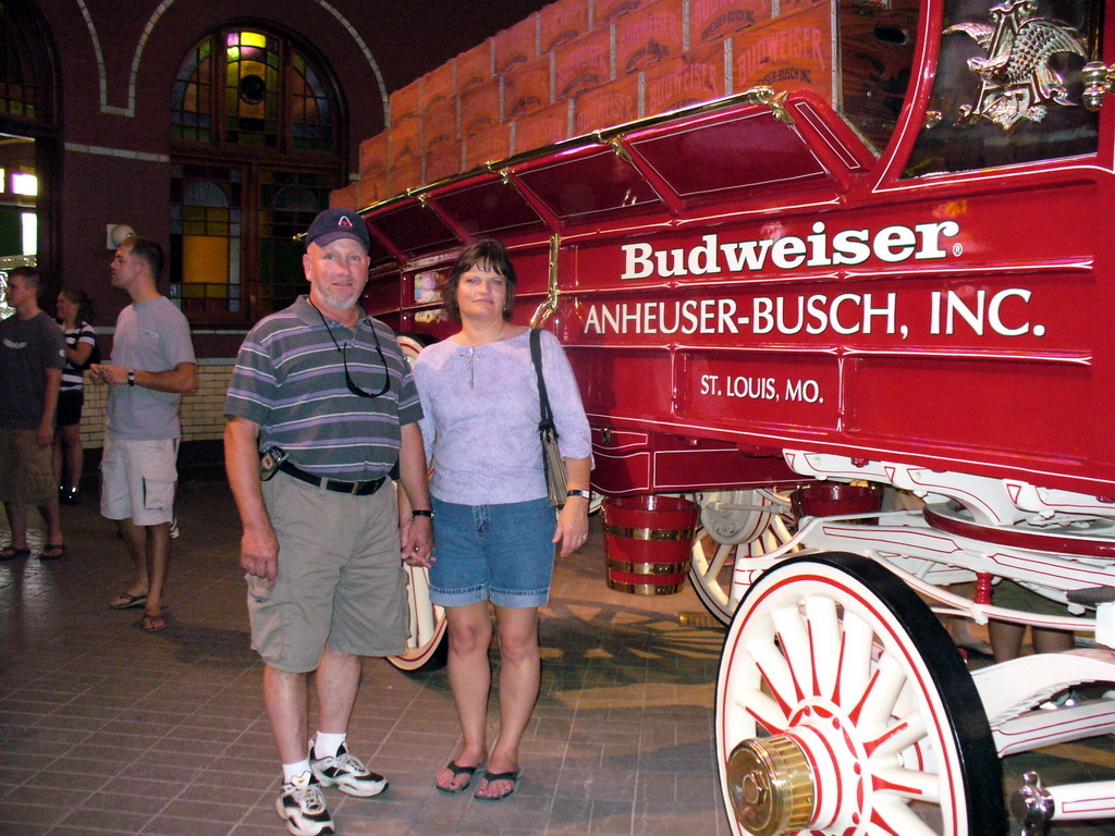 Budweiser Antique Beer Wagon with Sherri and Gary