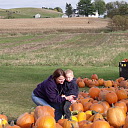 Grandma Sherri helps Jared make a pumpkin pick