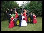 Bridal party and a tractor