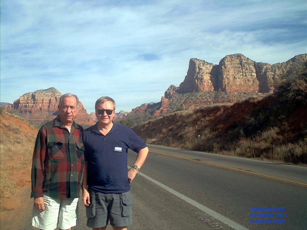 Dennis Knuth and Muscio on the Highway into Sedona