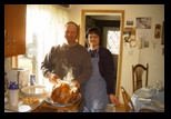 Sherri and Gary prsent the steaming turkey