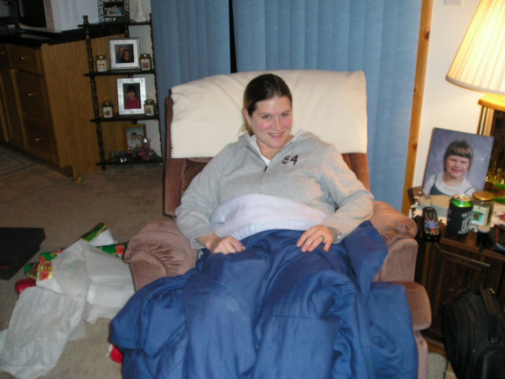 Kelly in her Durand Wisconsin recliner in 2004