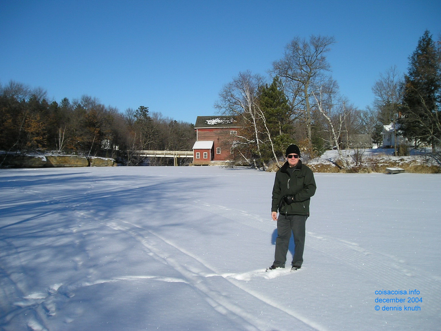 Dennis Knuth on ice on the Dells Mill Pond