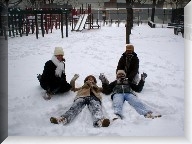 Teaching how to make snow angels