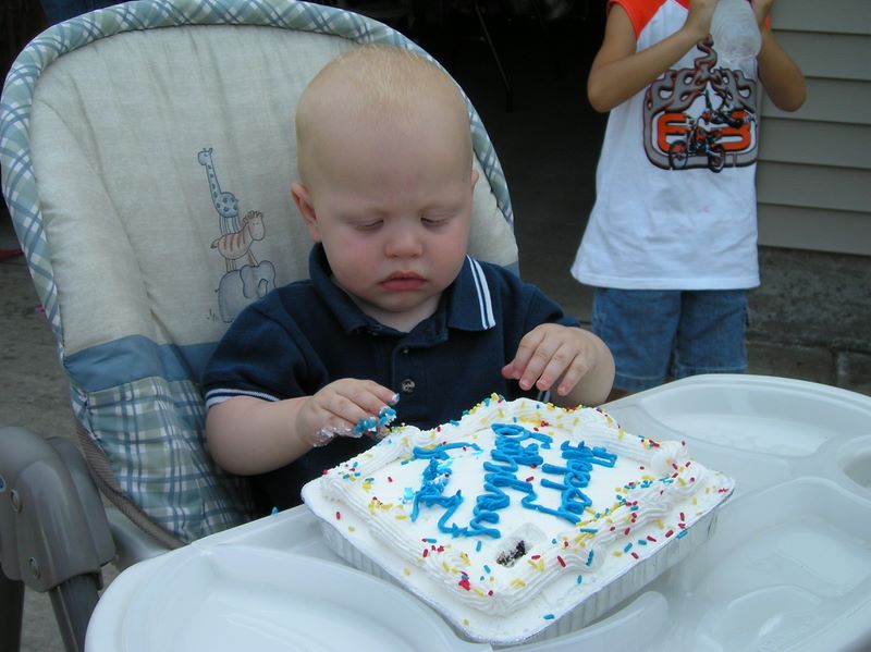 Jared digs into his birthday cake