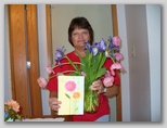 Sherri with Mother's Day Card and Flowers