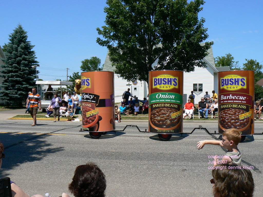 Dancing Bush Bean Cans at the Bean and Bacon Parade