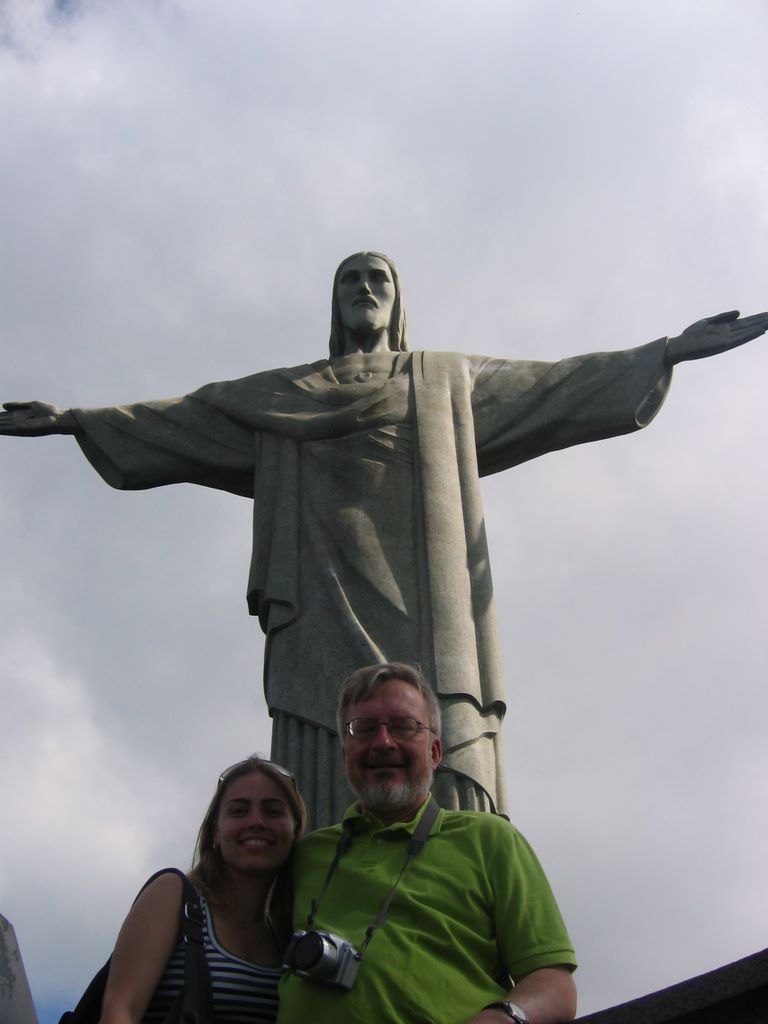 Katia and Dennis at the statue of the Christ