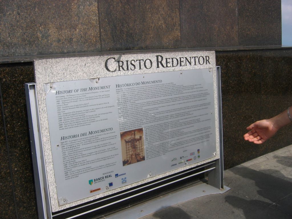 Plaque about the Christ the Redeemer Statue in Rio