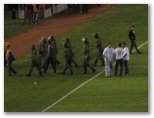 Guard escorts at the soccer game in Belo Horizonte