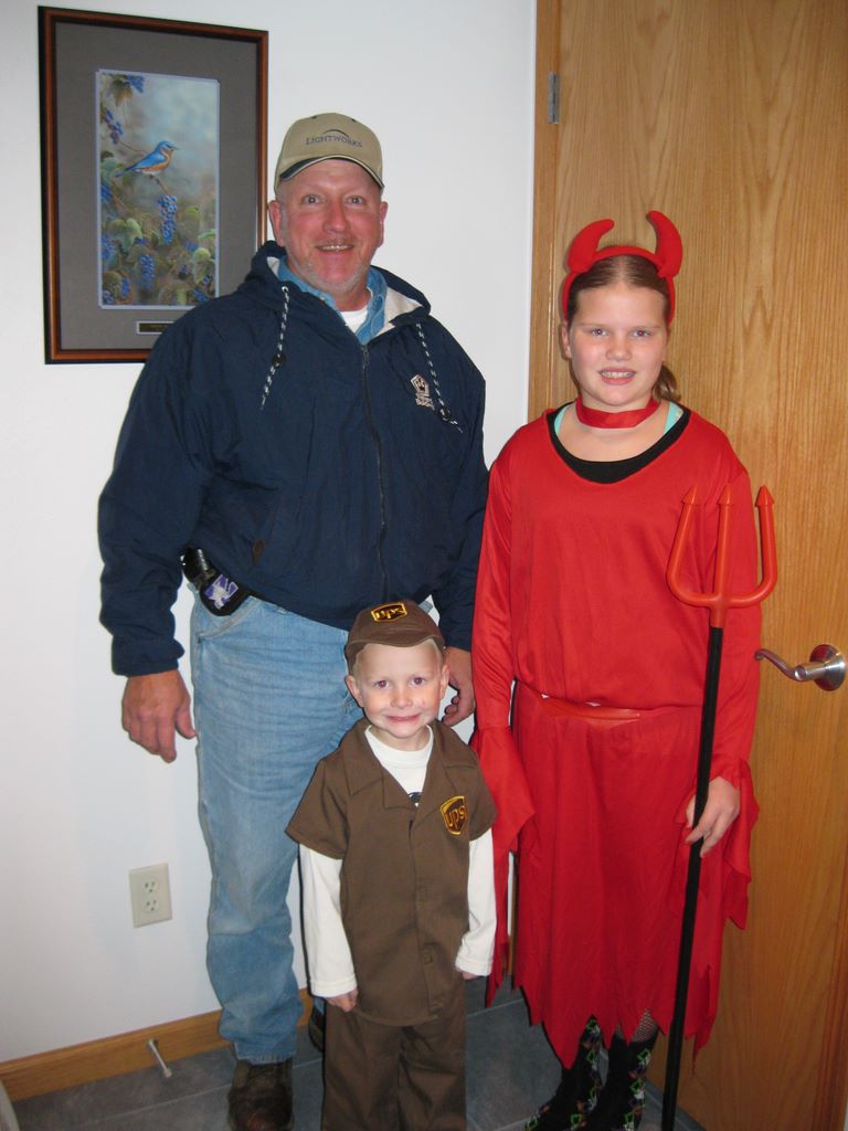 Devil Kelsey and Grandpa Gary and the UPS driver