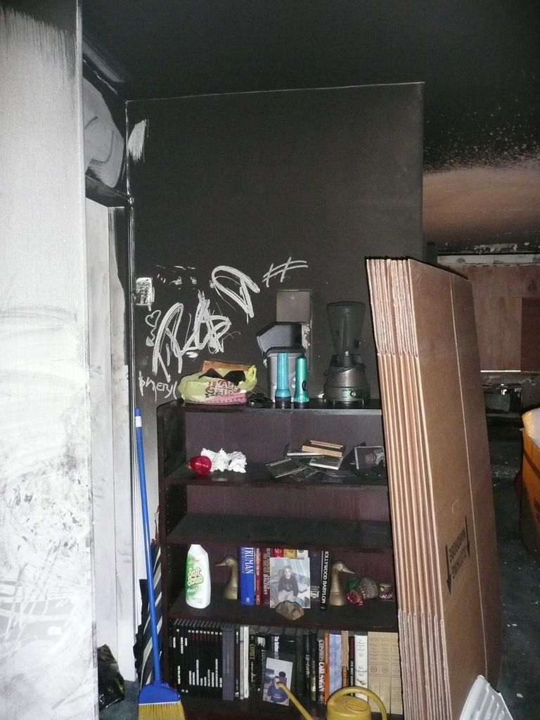 Marks of soot on the apartment wall