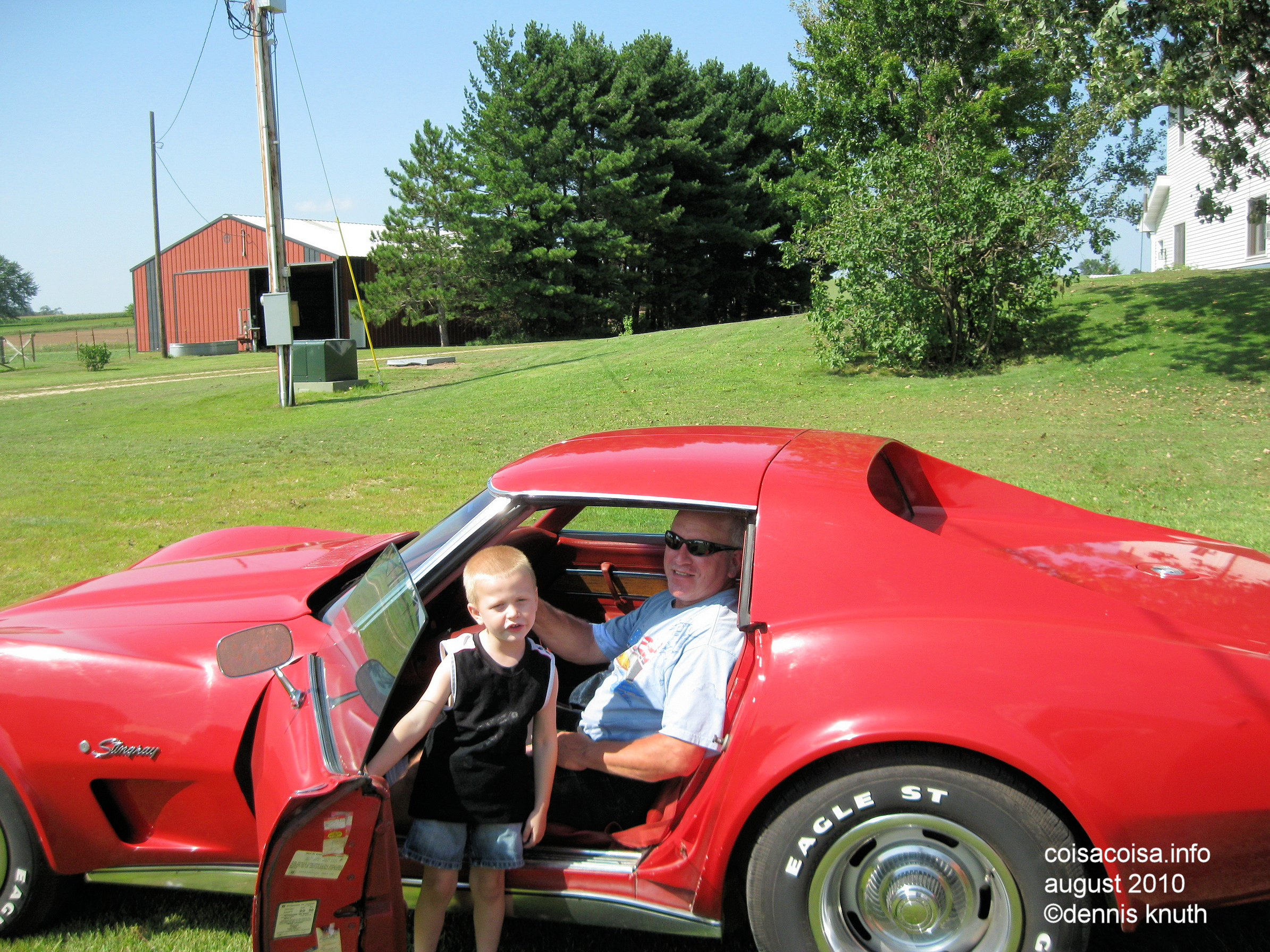 Jared's red Corvette and Grandpa
