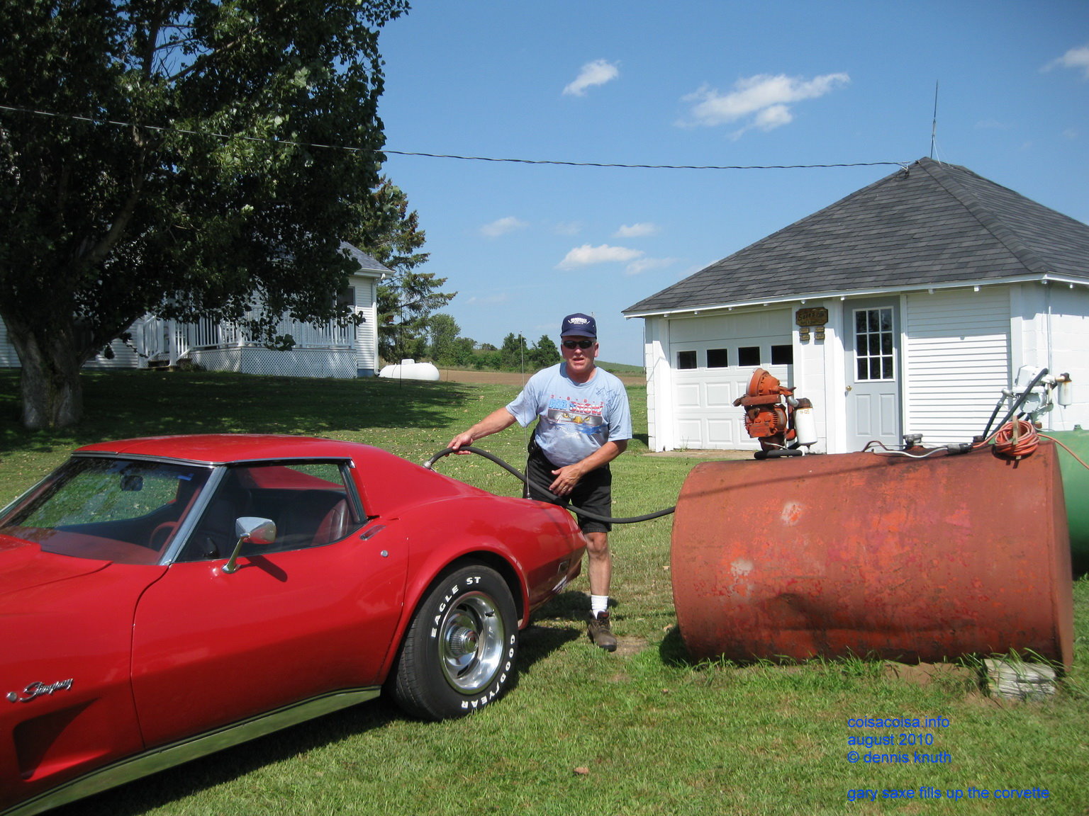 Gary Saxe fills up the Corvette for Justin