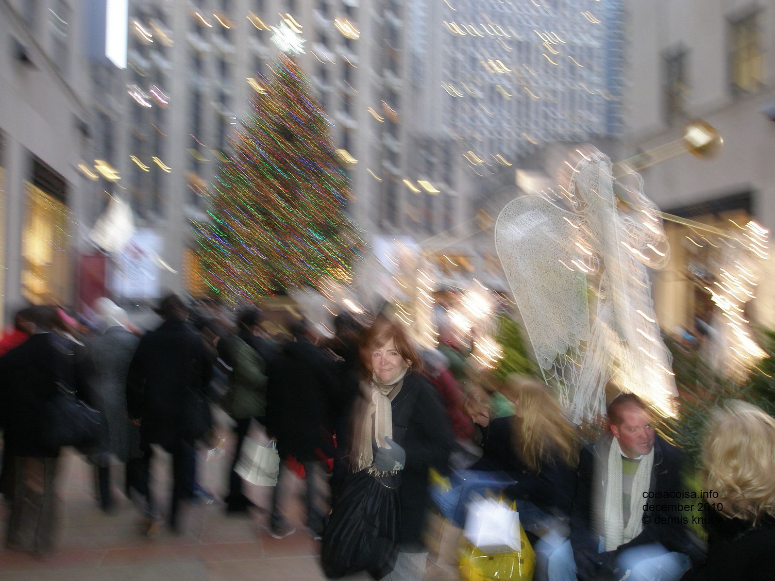 Lisette Dream scene at Christmas in New York at Rockefeller Plaza