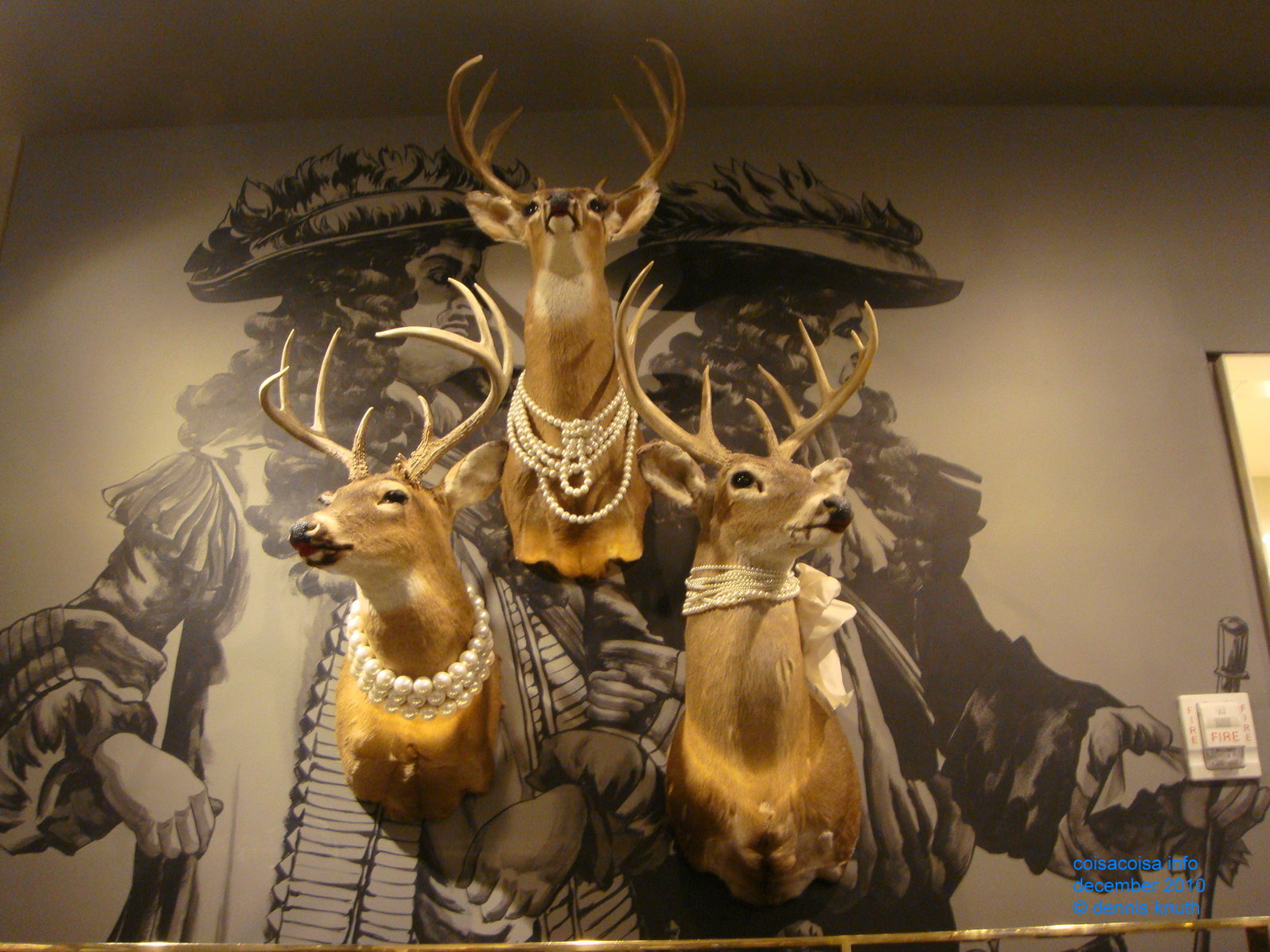 Three Deer in a Christmas Display dress in pearls