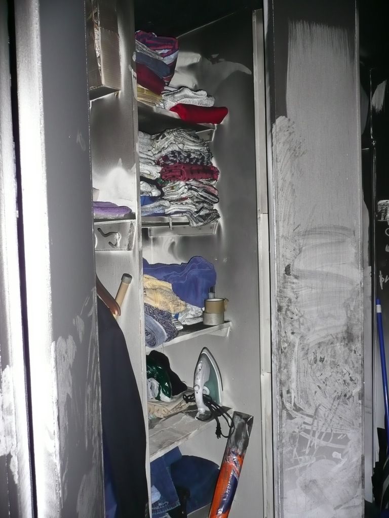 Soot covered the inside of the closets