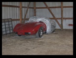 Justin's Corvette in the shed at Sherri and Gary's