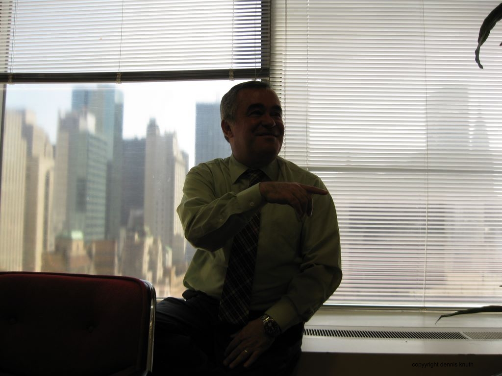 Helton in his office on 42nd Street