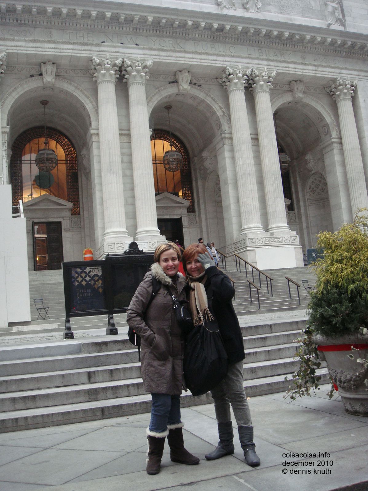 Concinha and Lisette at the New York Library Stairs