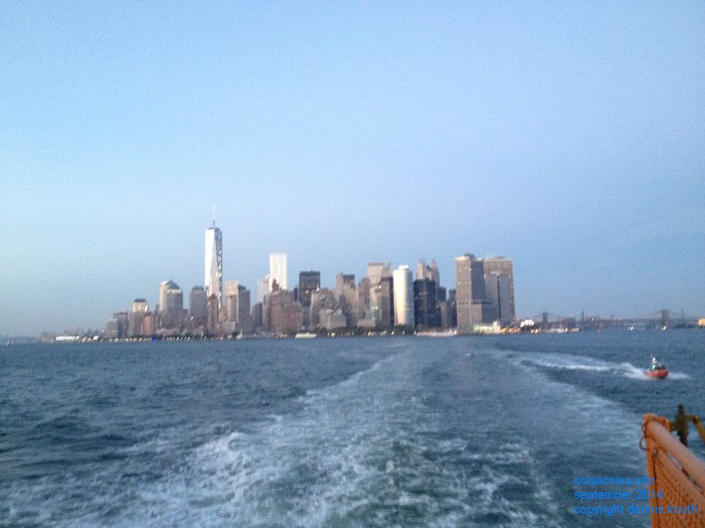 Staten Islad ferry scurring away from Manhattan
