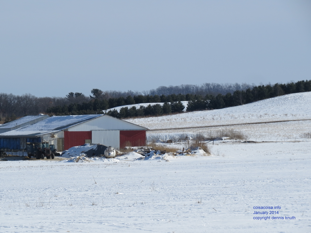 Family dairy farm storage shed in the Wisconsin Winter