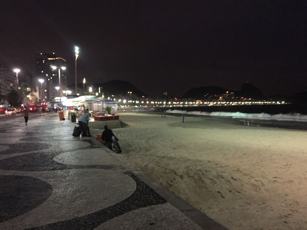 Cocabana Beach and side walk at night