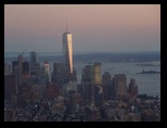 The sunsets on lower Manhattan and the Freedom Tower