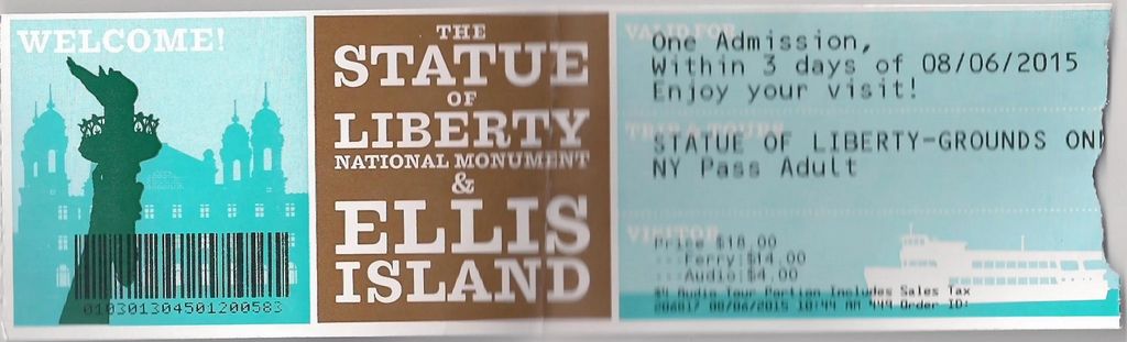 Statue of Liberty and Ellis Island ticket 2015
