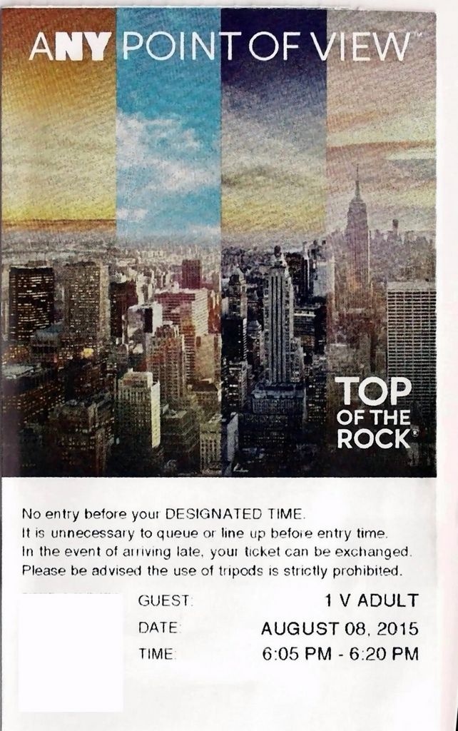 Top of the Rock ticket 2015