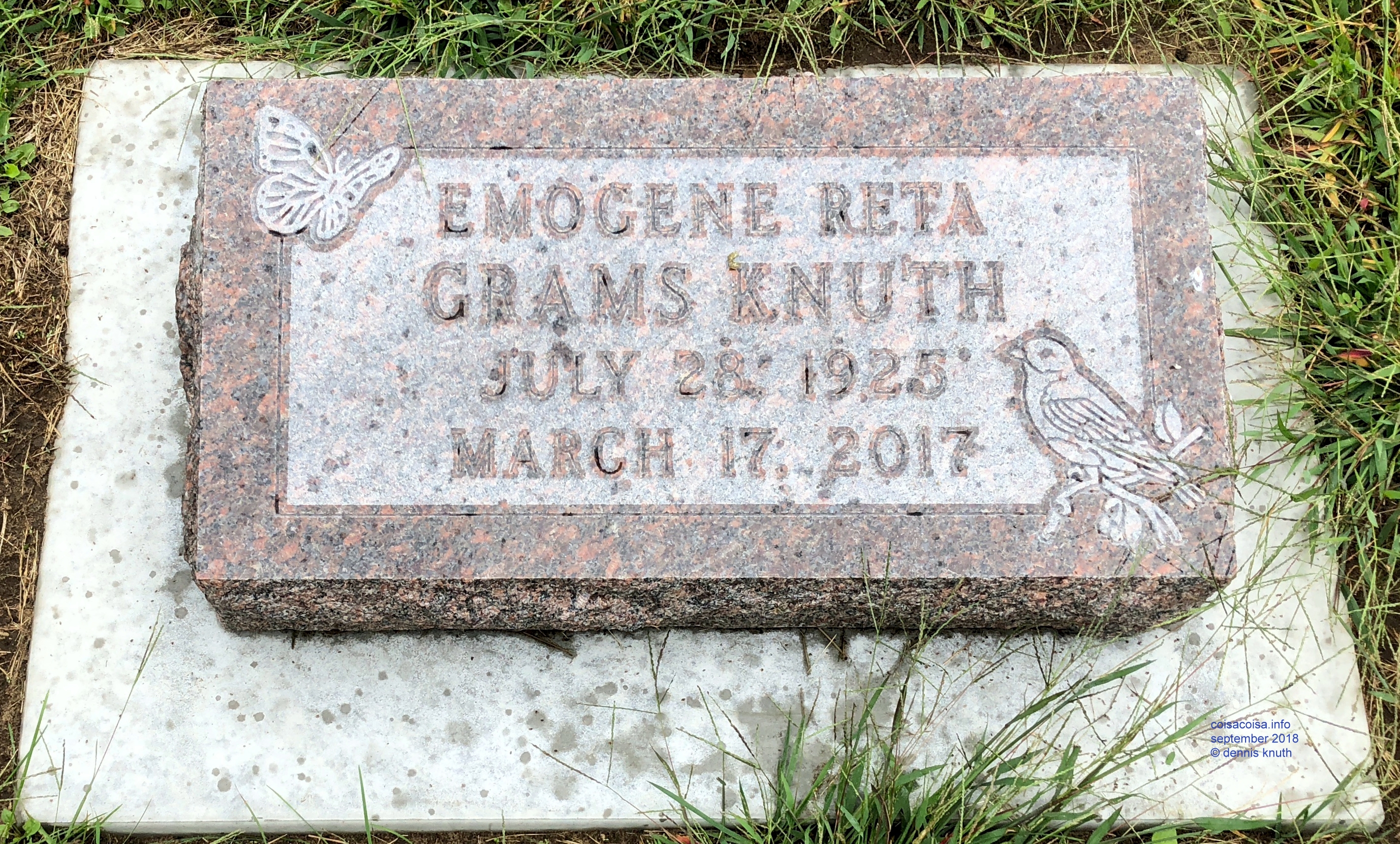 Emogene Reta Grams Knuth headstone