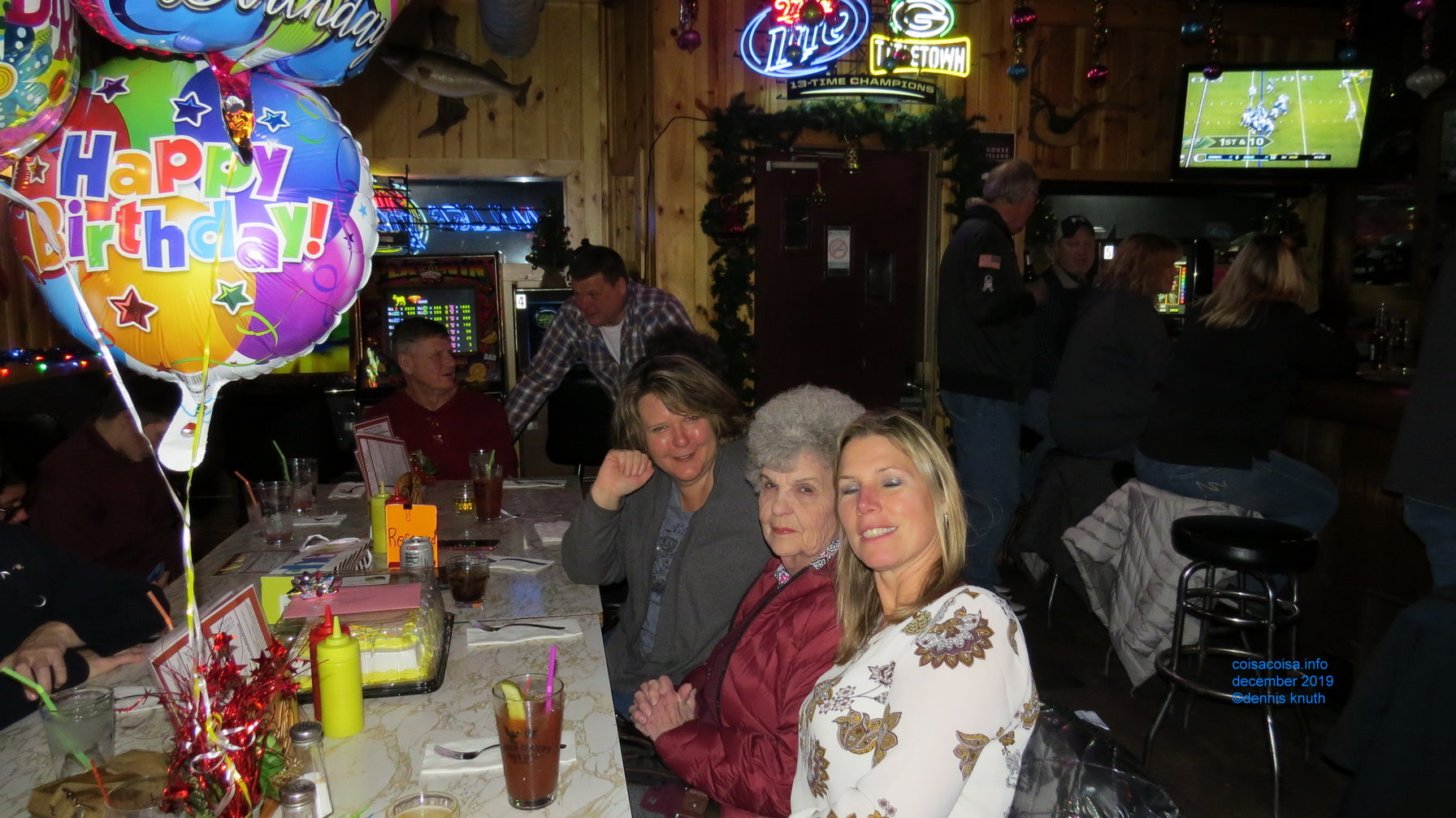 Tom, Scott, Debbie, Donna and Stacy celebrating Debbie's 50th