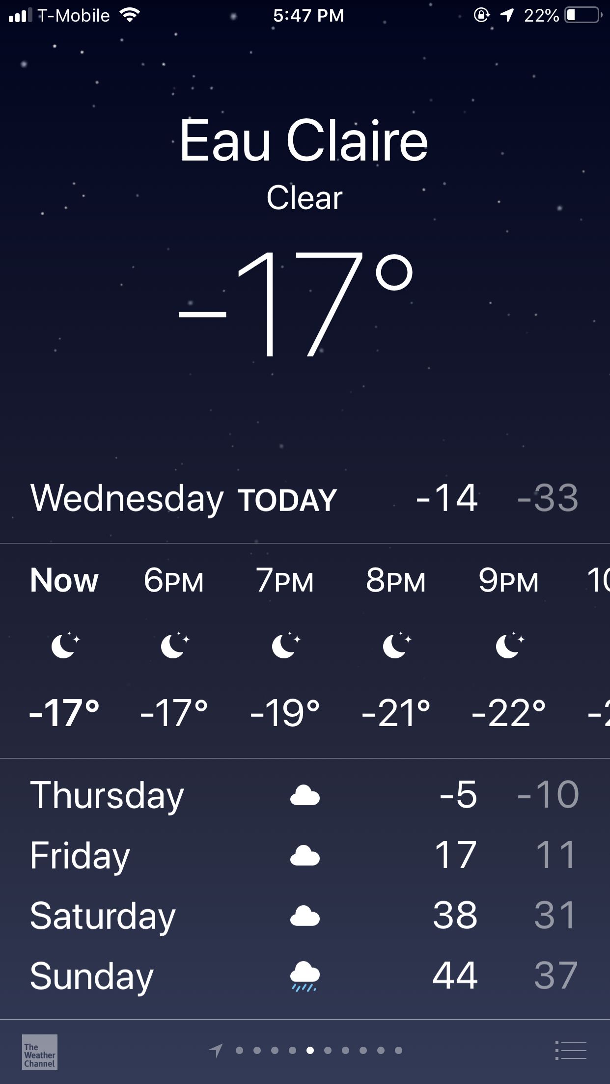 33 below Zero in Eau Claire Wisconsin