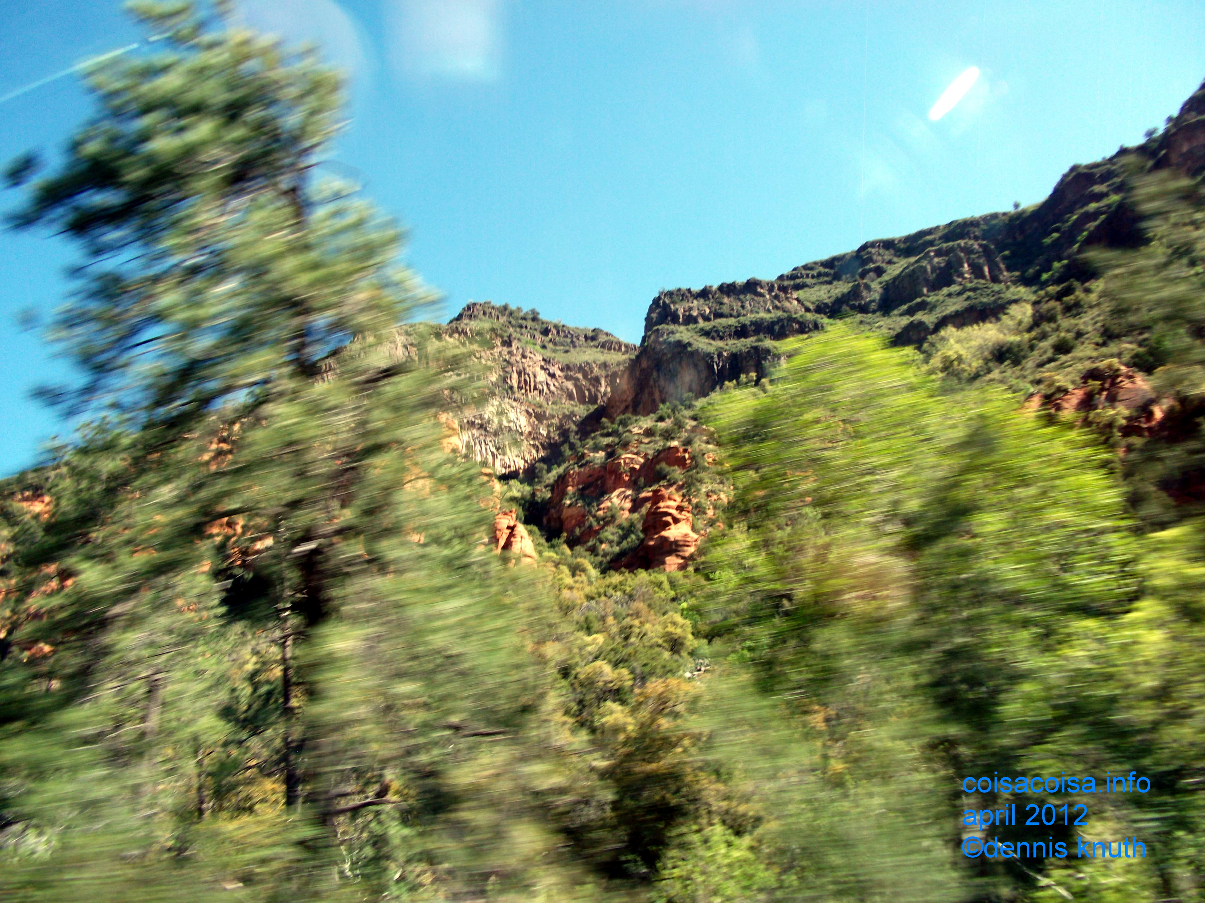 Canyon mountains out the car window